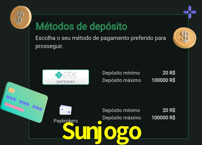 O cassino Sunjogo oferece uma grande variedade de métodos de pagamento